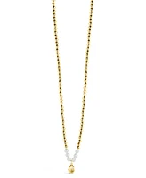 Sterling Forever Silver-Tone or Gold-Tone Cultured Pearl And Shell Pendant Marjorie Necklace