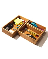 Seville Classics 10-Piece Bamboo Storage Organizer Box Set