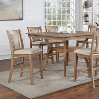 2 Counter Height Chairs in Natural Tone & Beige Wood
