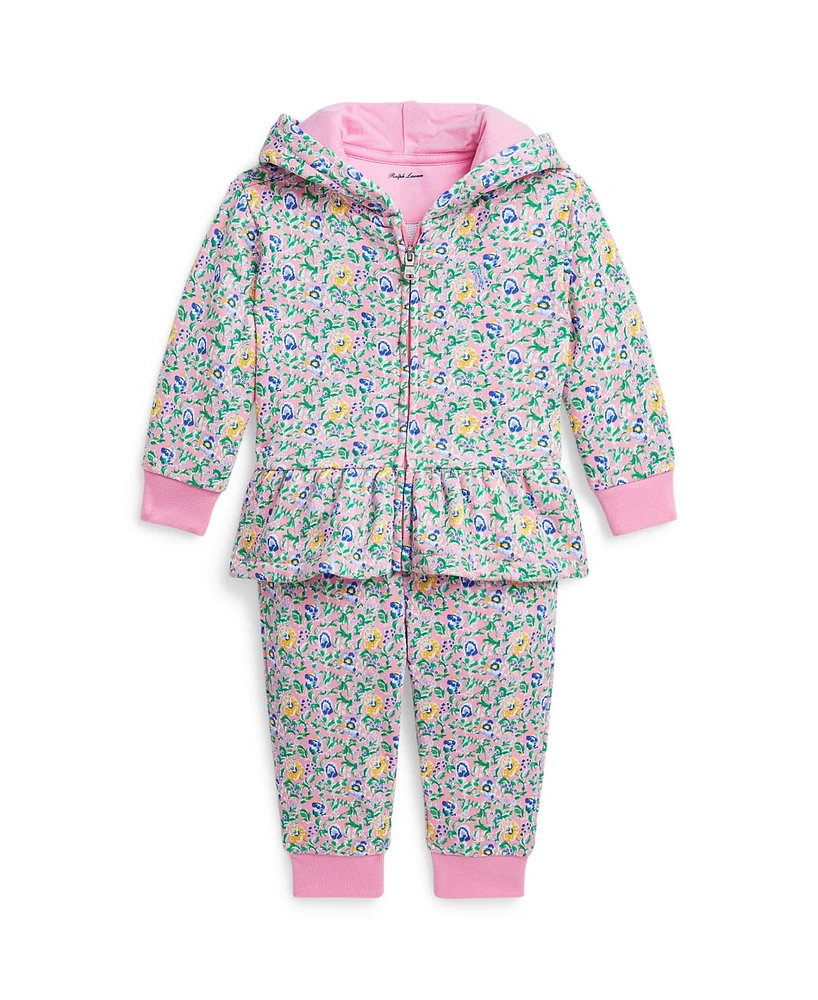 Polo Ralph Lauren Baby Girls Floral Terry Hoodie and Jogger Pants Set