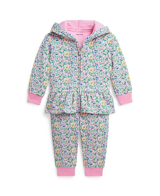 Polo Ralph Lauren Baby Girls Floral Terry Hoodie and Jogger Pants Set