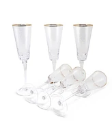 Vivience Square Shaped Rim Hammered Flute Glasses, Set of 6