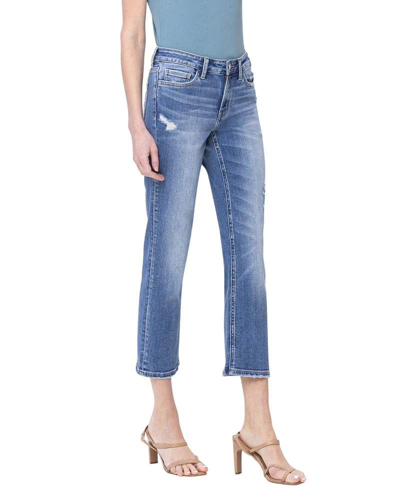 Vervet Women's Mid Rise Cropped Straight Jeans