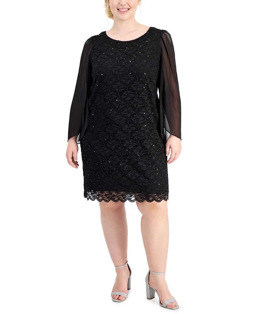 Connected Plus Size Sequined Lace Sheath Dress