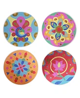 Kulture Khazana Make Your Own Rangoli Sand Art Kit, 4 Cardboard Coasters