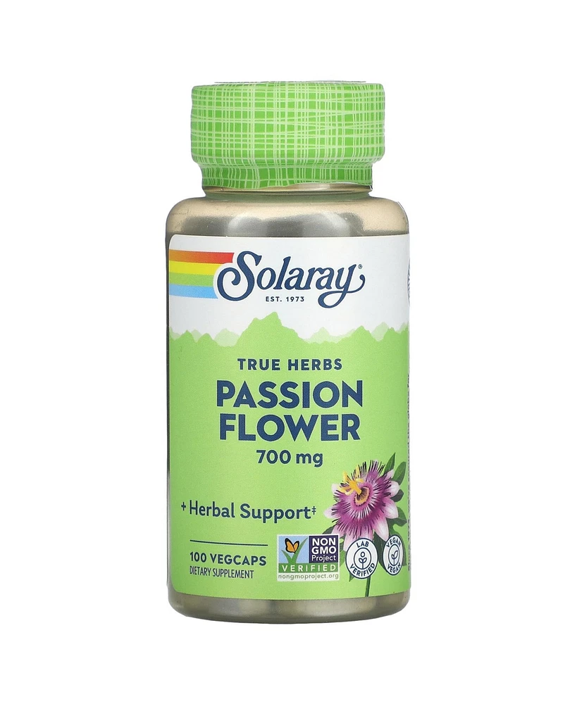 Solaray True Herbs Passion Flower 700 mg - 100 Veg Caps (350 mg per Capsule)