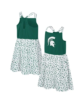 Big Girls Colosseum Green, White Michigan State Spartans Robin Floral Dress