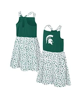 Big Girls Colosseum Green, White Michigan State Spartans Robin Floral Dress