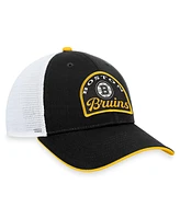 Men's Fanatics Black, White Boston Bruins Fundamental Adjustable Hat