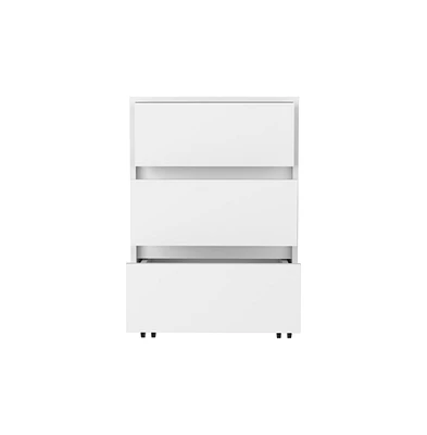 Depot E-shop Ibero 3 Drawer Filing Cabinet, Four Casters, Three Drawers, Top Surface, White