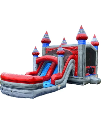 JumpOrange Titanium Commercial Grade Bounce House Water Slide Combo with Pool for Kids and Adults (with Blower), Basketball Hoop, Wet Dry Use, Outdoor