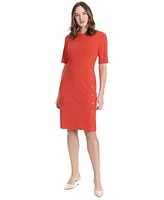 London Times Women's Button-Trim Sheath Dress