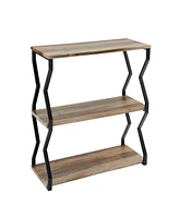 Rustic Industrial 3-Tier Zigzag Floating Wall Shelf