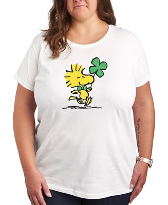 Air Waves Trendy Plus Size Peanuts Woodstock St. Patrick's Day Graphic T-shirt