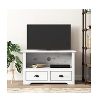 vidaXL Tv Stand with 2 Drawers Bodo White 36"x17.5"x22" Solid Wood Pine