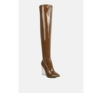Noire Thigh High Long Boots Patent Pu