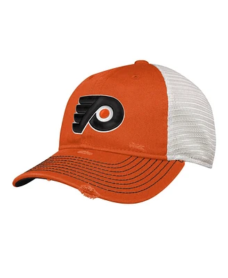 Youth Boys Orange Distressed Philadelphia Flyers Slouch Trucker Adjustable Hat