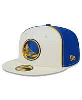 Men's New Era Cream Golden State Warriors Piped Pop Panel 59FIFTY Fitted Hat