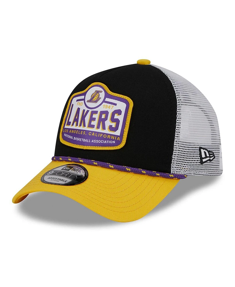 Men's New Era Black, Gold Los Angeles Lakers 2024 Nba All-Star Game A-Frame 9FORTY Trucker Hat