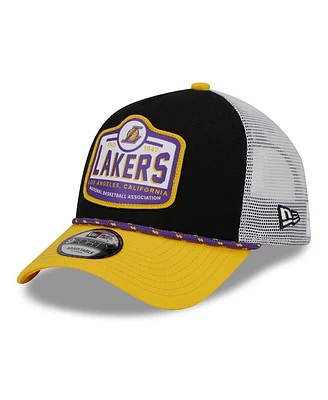 Men's New Era Black, Gold Los Angeles Lakers 2024 Nba All-Star Game A-Frame 9FORTY Trucker Hat