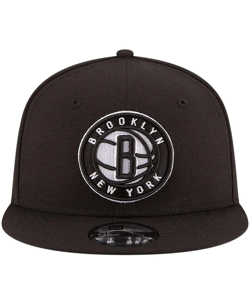 Men's New Era Black Brooklyn Nets Official Team Color 9FIFTY Snapback Hat