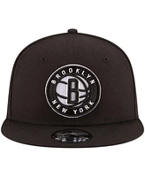 Men's New Era Black Brooklyn Nets Official Team Color 9FIFTY Snapback Hat