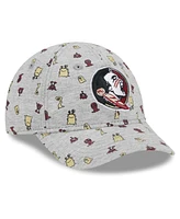 Toddler Boys and Girls New Era Heather Gray Florida State Seminoles Allover Print Critter 9FORTY Flex Hat