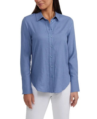Ellen Tracy Women's Long Sleeve Button Front Shirt
