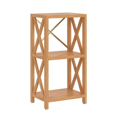 3-Tier Shelf 15.7"x11.8"x30.7" Solid Wood Oak