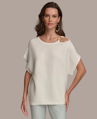 Donna Karan Women's Dolman-Sleeve Shoulder-Cutout Sweater
