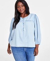 Levi's Plus Halsey 3/4-Sleeve Button-Front Blouse