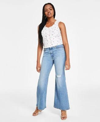 Levis Shane Tie Neck Top Ripped Bellbottom Jeans