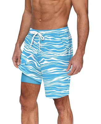 Reebok Men's Quick-Dry Stripe Wave Core Valley 7" Swim Trunks