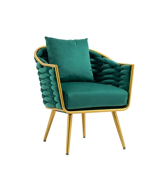Simplie Fun Velvet Accent Chair Modern Upholstered Armchair Tufted Chair With Metal Frame