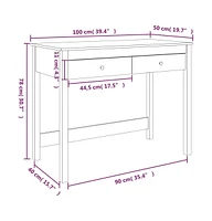 Desk with Drawers 39.4"x19.7"x30.7" Solid Wood Pine