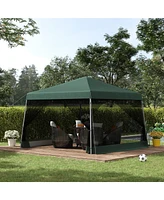 Outsunny 10' x 10' Pop Up Canopy with Screen Net Sidewalls, Green