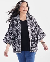 Style & Co Plus Linen Blend Reversible Kimono, Created for Macy's