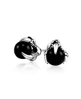 Bling Jewelry Gothic Biker Jewelry Black Ball Orb Dragon Claw Stud Earrings For Women Stainless Steel