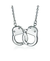 Bling Jewelry Biker Jewelry Large Handcuff Statement Necklace Stainless Steel Pendant For Women 22 Inch