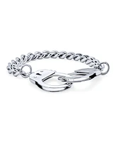 Bling Jewelry Biker Jewelry Couples Handcuff Statement Bracelet Cuban Curb Chain Stainless Steel 8.5 Inch