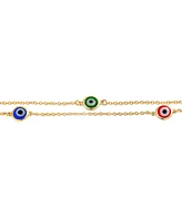 Bling Jewelry Minimalist Delicate Gold Plated Evil Eye Anklet With Adjustable Chain