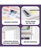 Iris Usa 44 Drawer Stackable Storage Cabinet for Hardware Crafts, White Small Brick Organizer Utility Chest, Scrapbook Art Hobby Multiple Compartment