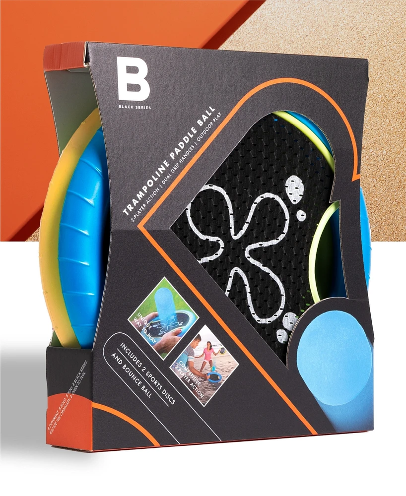 Black Series Trampoline Paddle Ball and Flying Disc Set, Indoor Outdoor Game for Two