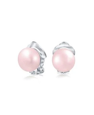 Bling Jewelry Button Style Freshwater Cultured Pearl Clip On Ball Stud Earrings For Women Sterling Silver Non Pierced Ears