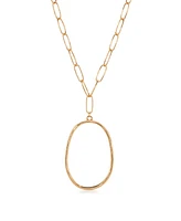 Ettika Large 18K Gold-Plated Oval Pendant Chain Link Necklace