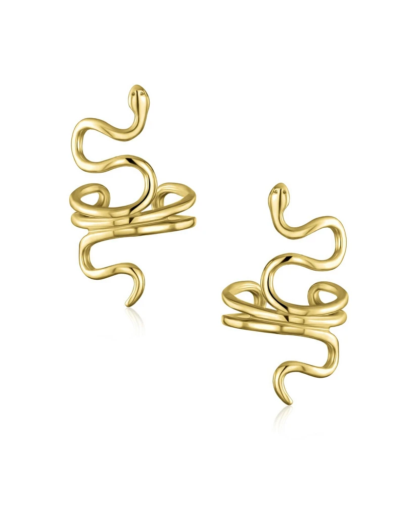 Bling Jewelry Helix Climber Crawler Snake Serpent Clip On Wrap Wire Cartilage Lobe Ear Cuff Earrings Men Non Pierced Ear Gold Plated Sterling Silver P