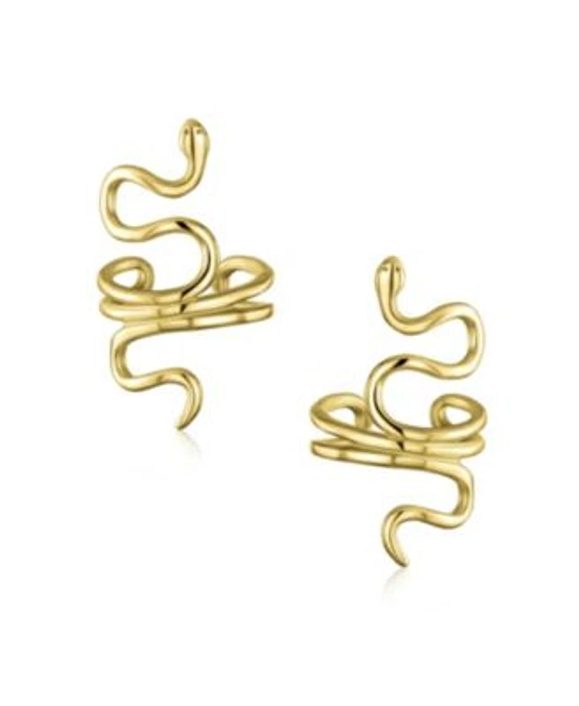 Bling Jewelry Helix Climber Crawler Snake Serpent Clip On Wrap Wire Cartilage Lobe Ear Cuff Earrings Men Non Pierced Ear Gold Plated Sterling Silver Pair