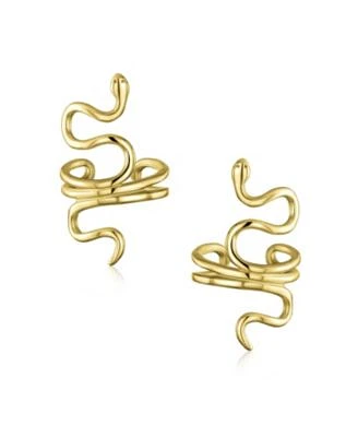 Bling Jewelry Helix Climber Crawler Snake Serpent Clip On Wrap Wire Cartilage Lobe Ear Cuff Earrings Men Non Pierced Ear Gold Plated Sterling Silver Pair