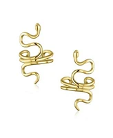 Bling Jewelry Helix Climber Crawler Snake Serpent Clip On Wrap Wire Cartilage Lobe Ear Cuff Earrings Men Non Pierced Ear Gold Plated Sterling Silver Pair
