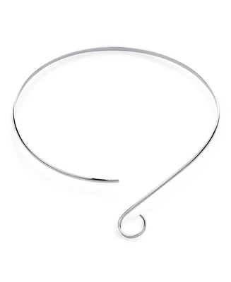 Simple Fine Modern Choker V Swirl Ball Shape Geometric Collar Statement Necklace For Women .925 Silver Sterling